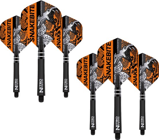 RED DRAGON - Peter Wright Snakebite Hardcore Nitrotech Oranje Vlucht en schachtcombinatie - 3 sets per pakket (9 dartvluchten in totaal) van Red Dragon — afbeelding 2