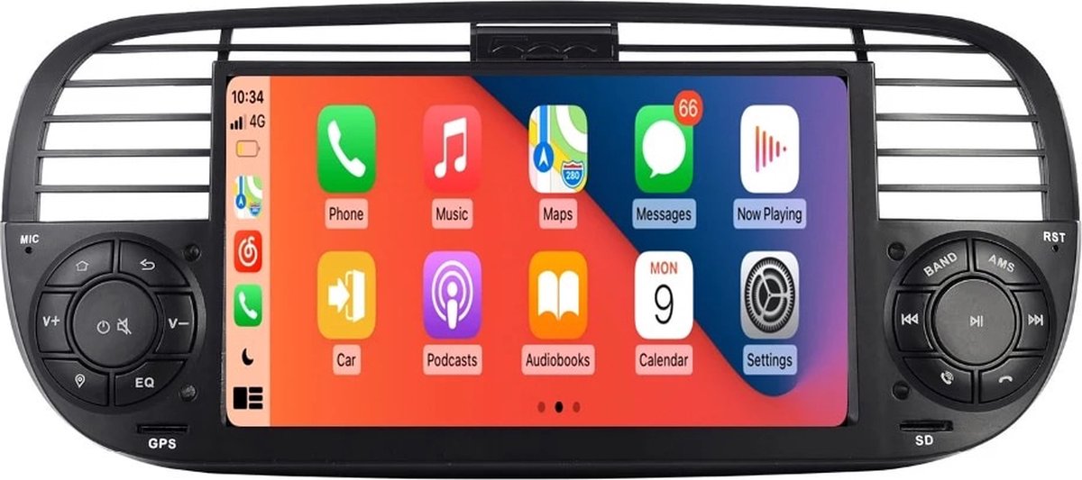 CarPlay Android Auto Fiat 500 2007-2015 Android 11 navigatie en multimediasysteem 2+32GB zwart