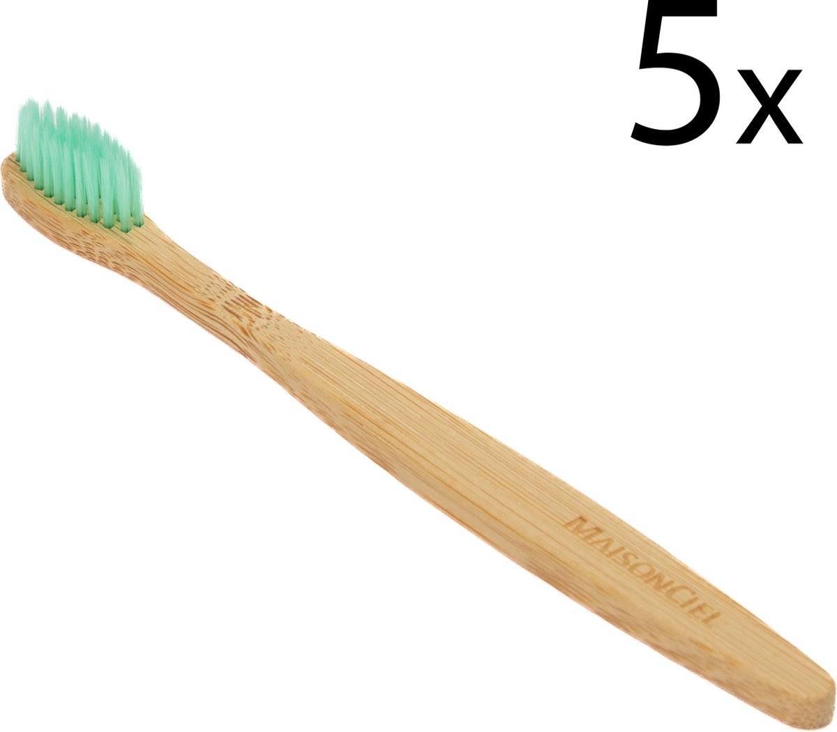 Maisonciel Bamboo Toothbrush - Tandenborstel - 5 Stuks - Turqoise - Zachte borstel