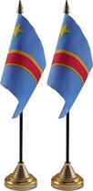 2x stuks Congo tafelvlaggetje 10 x 15 cm met standaard - Supporters feestartikelen/versiering