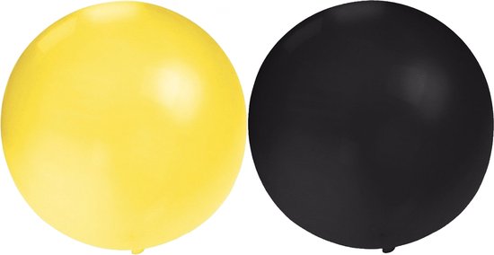 Bellatio Decorations 10x groot formaat ballonnen zwart en geel met diameter 60 cm