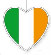 Ierland vlag hangdecoratie hartjes vorm karton 28 cm - Brandvertragend - Feestartikelen/decoraties