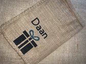 Cadeau zakje 20x30 - Bedrukt met 1 naam en Blauw strikje - Sinterklaas - december - cadeautjes