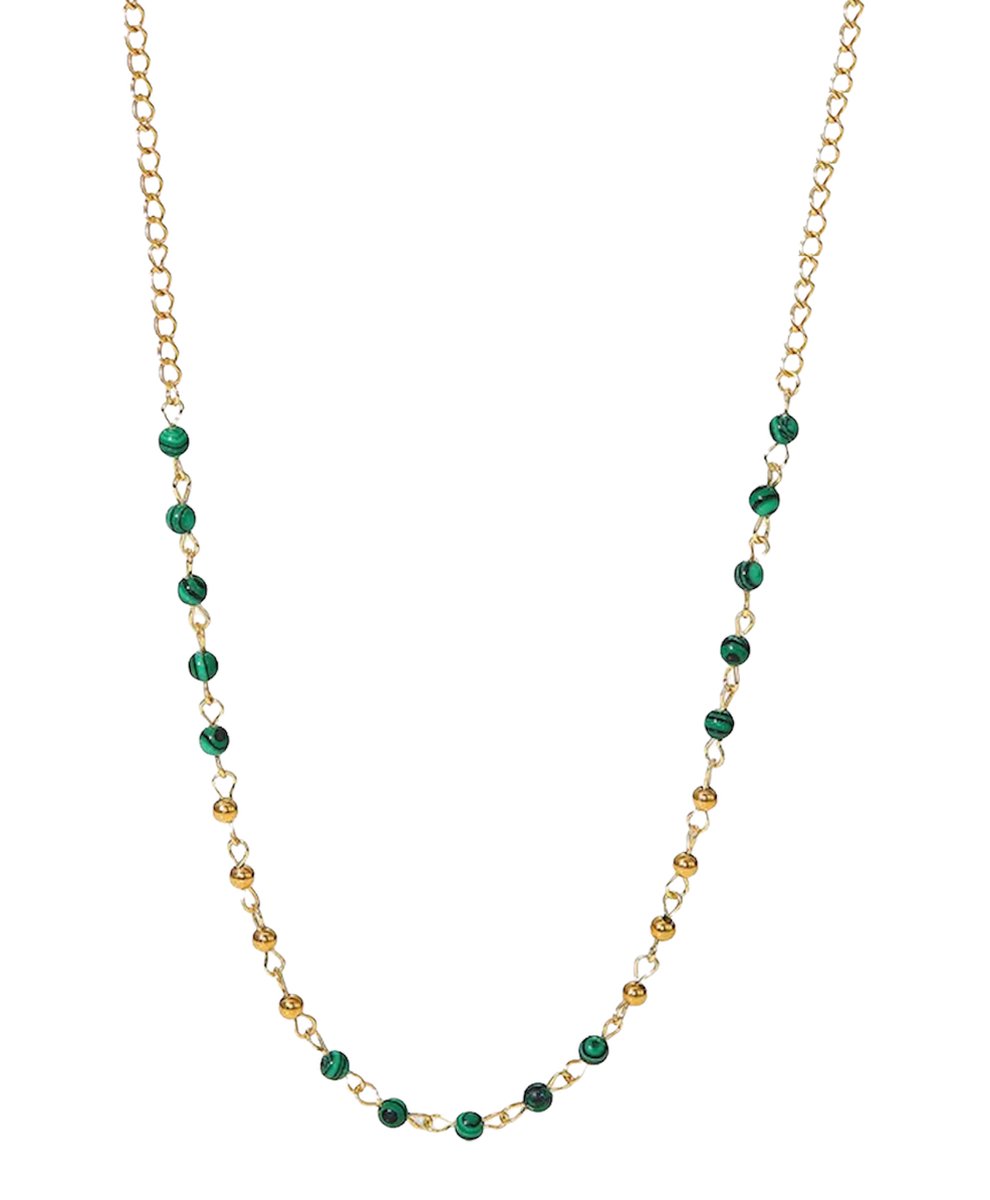 ASTRADAVI 18K Vergulde Sieraden - Collier - Vintage Kralenketting - Natuurlijke Edelstenen Bedels - Malachiet Kralen Charms - Cadeau Idee