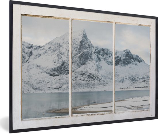 Fotolijst incl. Poster - Doorkijk - Landschap - Sneeuw - 120x80 cm - Posterlijst