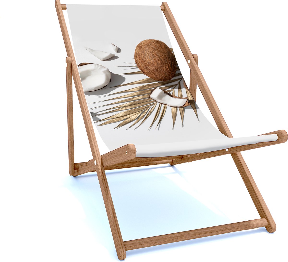 Holtaz Strandstoel Hout Inklapbaar Comfortabele Zonnebed Ligbed met verstelbare Lighoogte houten frame met stoffen Zomer