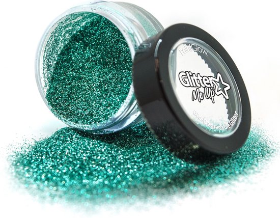 Foto: Paintglow biodegradable loose glitter dust glitters gezicht festival make up glitter poeder biologisch afbreekbaar aqua marine