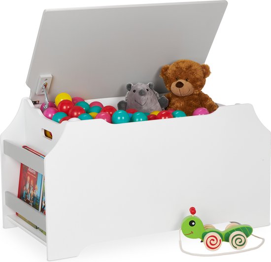 Relaxdays speelgoedkist met deksel - speelgoed opbergkist - grote speelgoedbox kinderkamer
