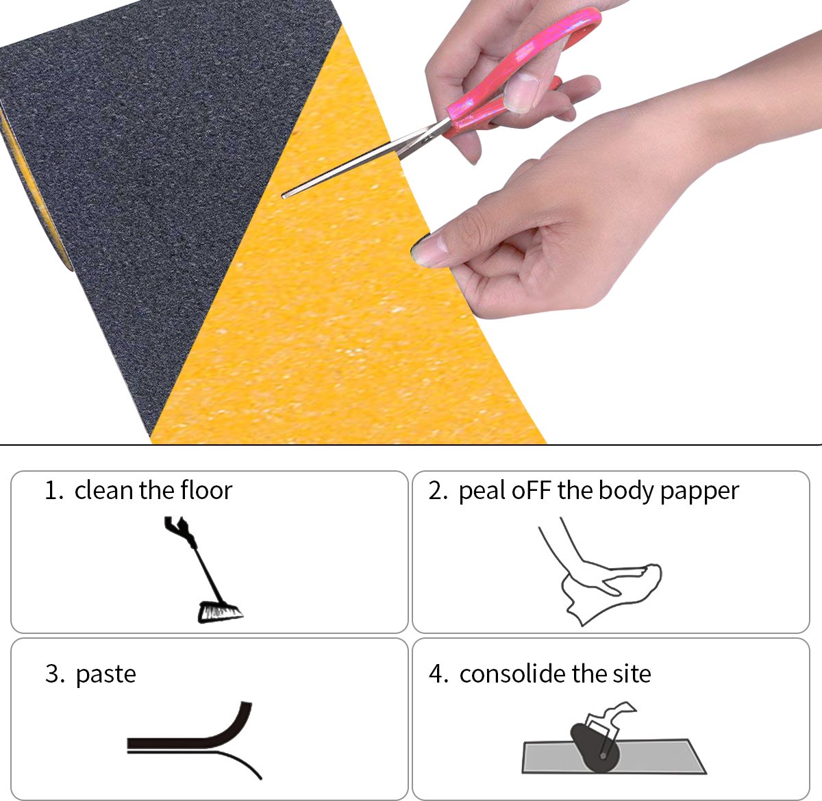 SAFETYON Antisliptape 5*500cm PVC Niet giftig voor Buiten en