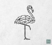 Laserfabrique Wanddecoratie - Geometrische Flamingo - Medium - Zwart - Geometrische dieren en vormen - Houten dieren - Muurdecoratie - Line art - Wall art