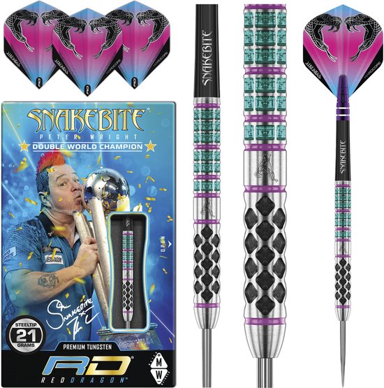 RED DRAGON - Peter Wright Snakebite Supa-Venom: Steeltip Tungsten Dartpijlen Professioneel - 21 gram van Red Dragon — afbeelding 2