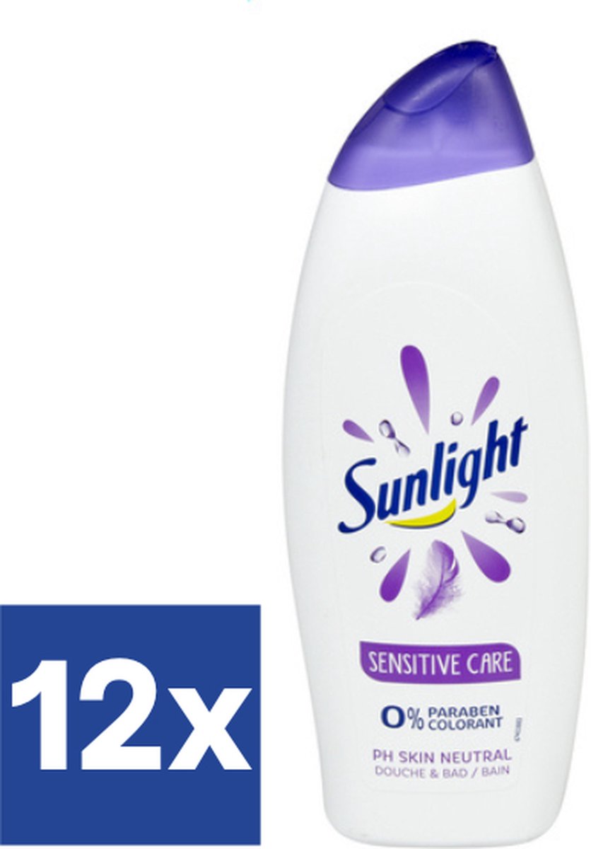 Sunlight Zeep - Badschuim - Sensitive Care - pH-Huidneutraal - Voordeelverpakking 12 x 750 ml