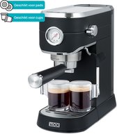 MOA Pistonmachine - Espresso & Lungo - Koffiecups - Gemalen koffie - Koffiepads - Zilver - PM01B