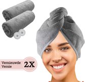 Beyeza Haarhanddoek - Microvezel Handdoek voor Haar – Haar Badhandoeken - Haar Handdoek voor Iedereen – Hair Towel - Grijs – 2 Stuks
