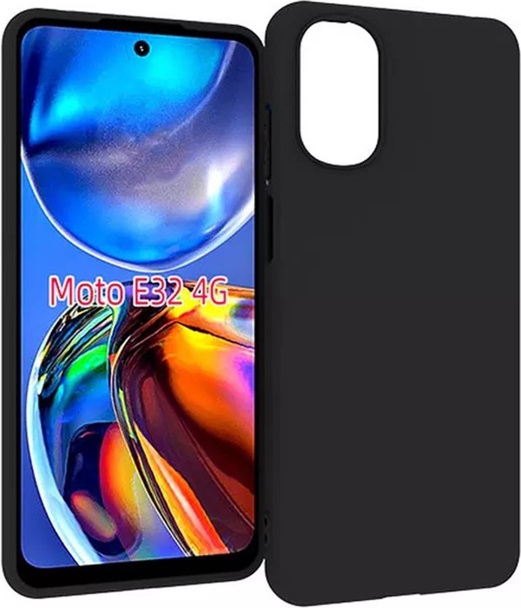Geschikt voor Motorola Moto E32/ E32s Hoesje - Zwart Siliconen Case