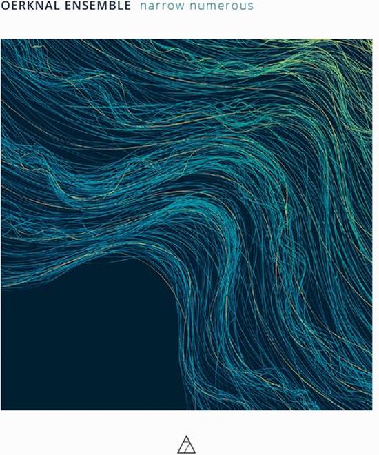 Albumhoes met abstracte blauwe en gele lijnen die golven.