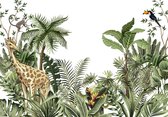 Fotobehang - Vlies Behang - Dieren in de Jungle - Jungle Planten - 312 x 219 cm