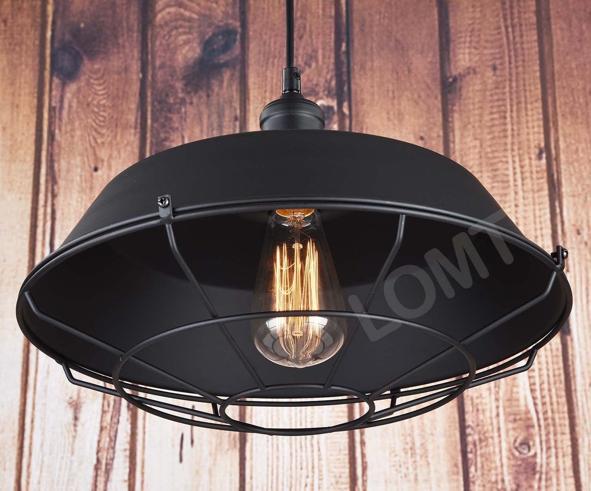 LOMT Industriele Rustieke Boerderij Plafondlamp - zwart - E27 - 60W |  bol.com