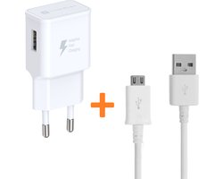 USB Oplader - Snellader met Micro USB Kabel 1 Meter geschikt voor: Samsung Galaxy S4 S5 S6 S7 Edge Plus / A3 A5 A6 / Note 4 / Xcover 4 / 4s - Oplaadkabel en Adapter