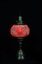Turkse Lamp - Tafellamp - Mozaïek Lamp - Marokkaanse Lamp - Oosters Lamp - ZENIQUE - Authentiek - Handgemaakt - Rood