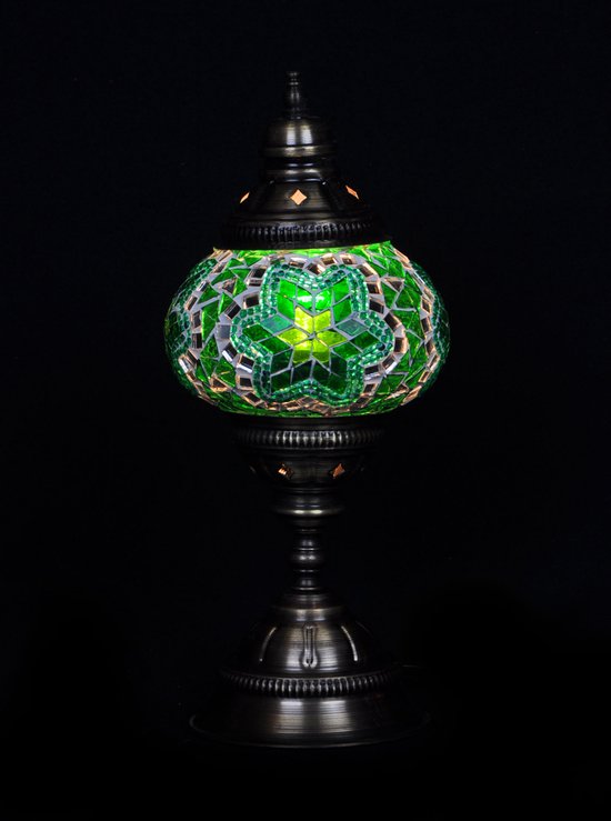 Turkse Lamp - Tafellamp - Mozaïek Lamp - Marokkaanse Lamp - Oosters Lamp - ZENIQUE - Authentiek - Handgemaakt - Groen