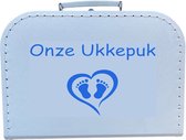 Kinderkoffertje Koffertje Koffer wit - Bedrukt - Onze Ukkepuk - Wit Blauw - 25 cm