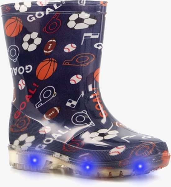 Kinder regenlaarzen sport met lichtjes - Blauw - 100% stof- en waterdicht - Maat 30