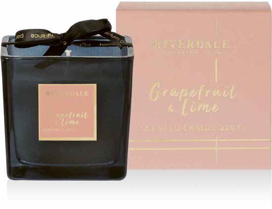 Riverdale - Deluxe Geurkaars in pot Grapefruit & Lime - 8cm - roze - Roze