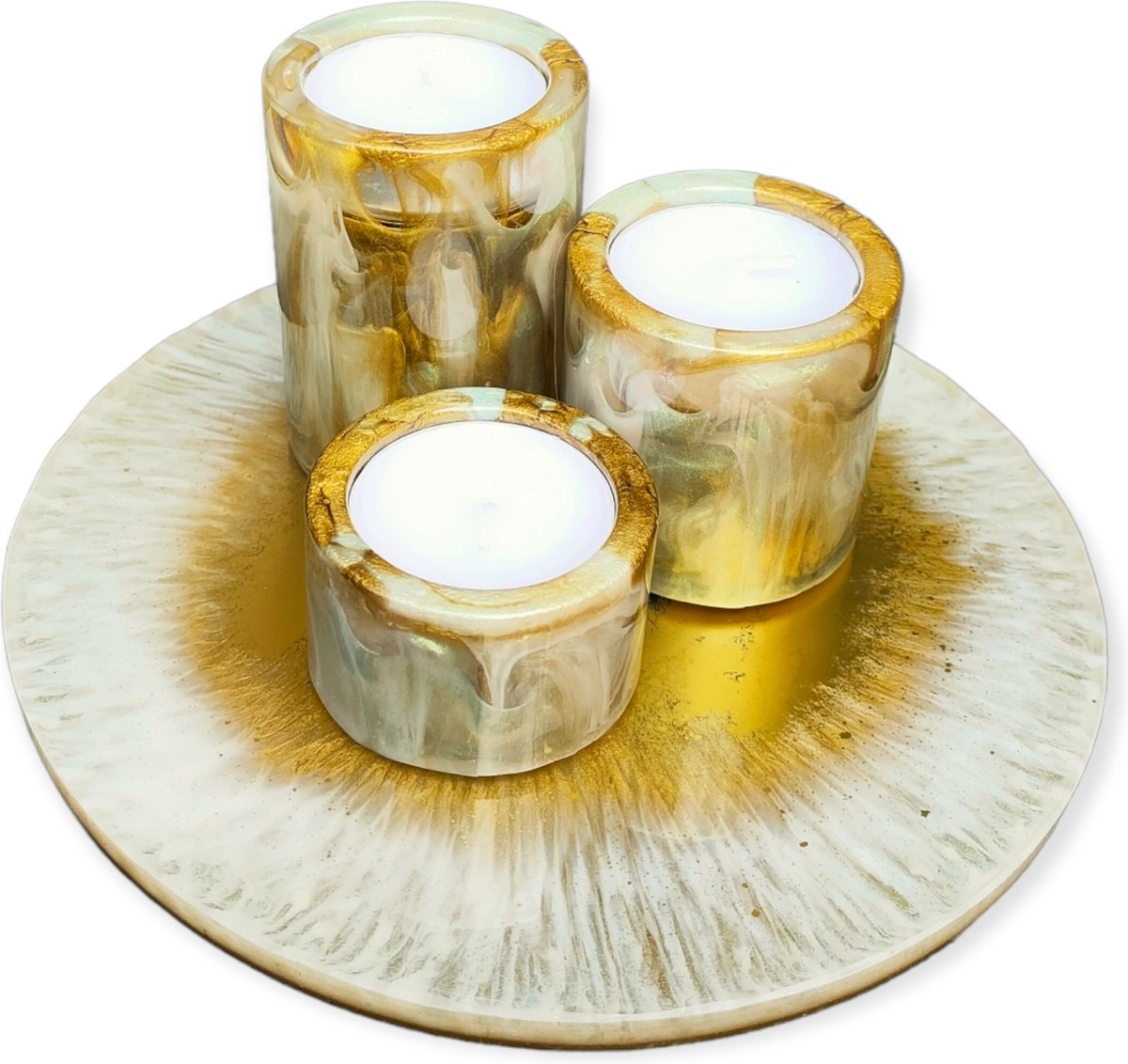 Resin Art JR: Kaarsenhouder set (3 kaarsenhouders & 1 decoratieve plaat)