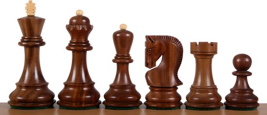 Thumbnail van een extra afbeelding van het spel ChessRegion - Schaakbord Mahonie/Plataan  - 54x54cm - Inclusief Verzwaarde Schaakstukken