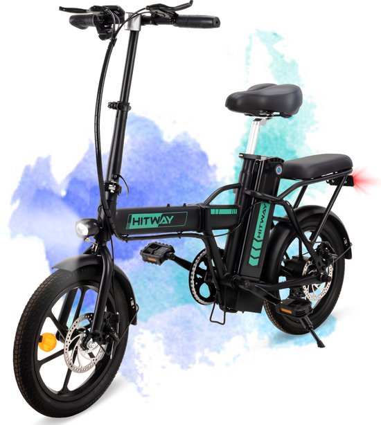 HITWAY elektrische fiets met 36V 7.5Ah verwijderbare batterij, bereik tot 75 km lange afstand elektrische fiets 16 inch, 250W achtermotor E-Citybike