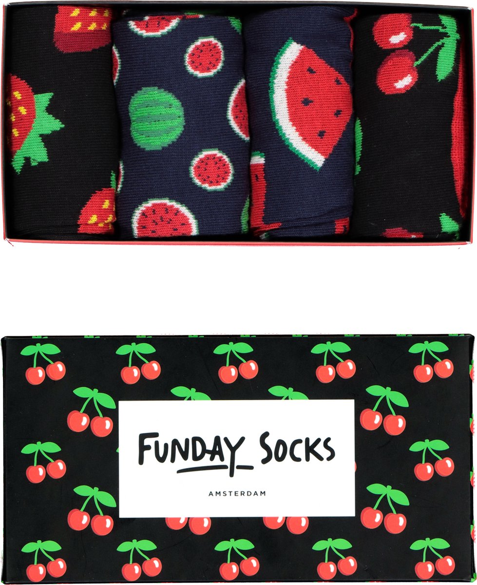 Funday Socks Giftset unisex sokken (4-pack) - Fruit in een doosje - Maat: 36-40