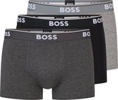 HUGO BOSS Power trunks (3-pack) - heren boxers kort - grijs - grijs - zwart - Maat: S