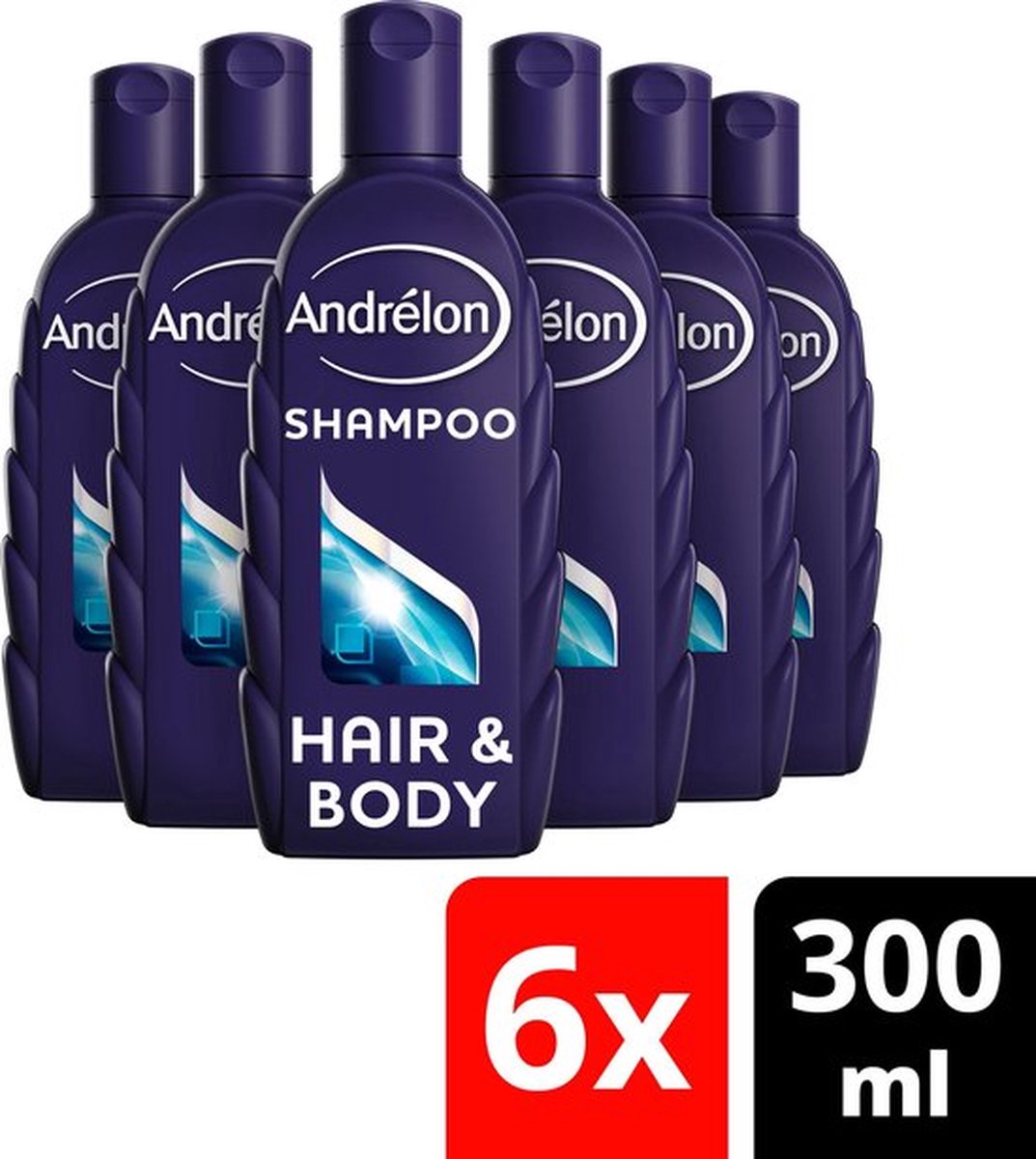 Bol.com Andrélon Hair & Body For Men - 6 x 300 ml - Shampoo - Voordeelverpakking aanbieding
