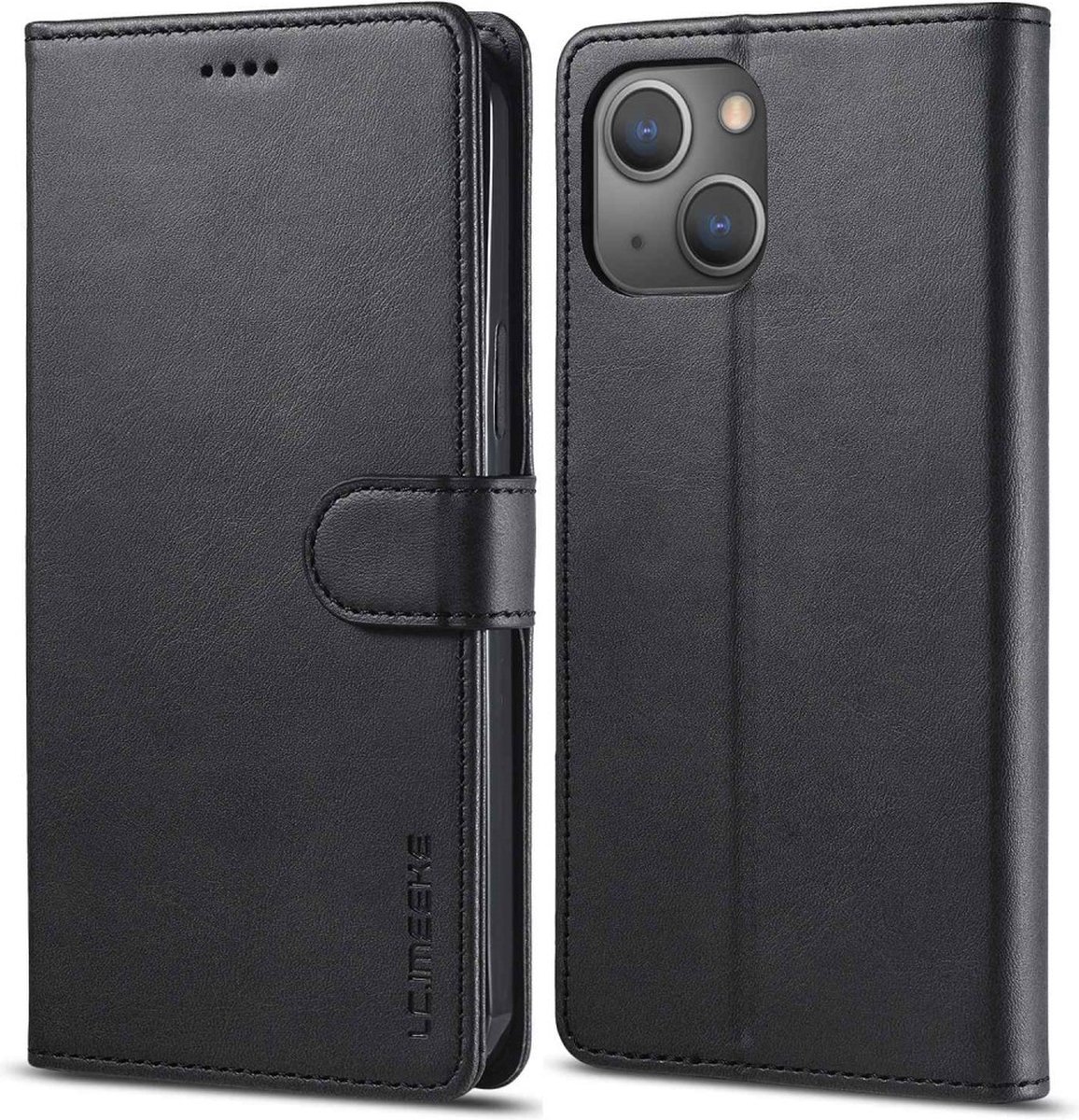 LC.IMEEKE Hoesje - Geschikt voor iPhone 14 Hoesje - LC.IMEEKE Luxe Book Case - Zwart