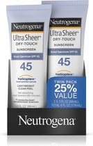 Neutrogena, Ultra Sheer Dry-Touch Sunscreen, SPF45, Duo-pack, 2 stuks, 176ml SPF 45