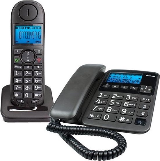 Profoon - Twinset Draadloze Dect Telefoon & Big Button Bedrade Senioren  Telefoon - Duo... | bol