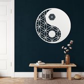 Wanddecoratie | Yin Yang | Metal - Wall Art | Muurdecoratie | Woonkamer | Buiten Decor |Wit| 90x90cm