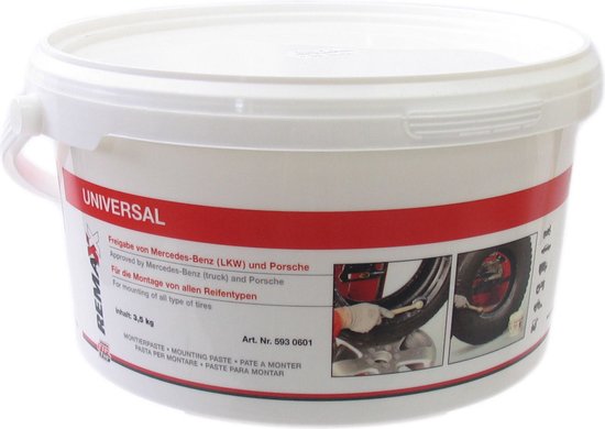 Bandenmontagepasta 5 kg montagepasta zwart bandenmontage emmer incl. penseel 22 cm voor het aanbrengen van de pasta - universele set ideaal voor de montage en demontage van banden