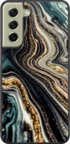 Leuke Telefoonhoesjes - Hoesje geschikt voor Samsung Galaxy S21 FE - Marmer swirl - Backcover zwart - Marmer - Multi