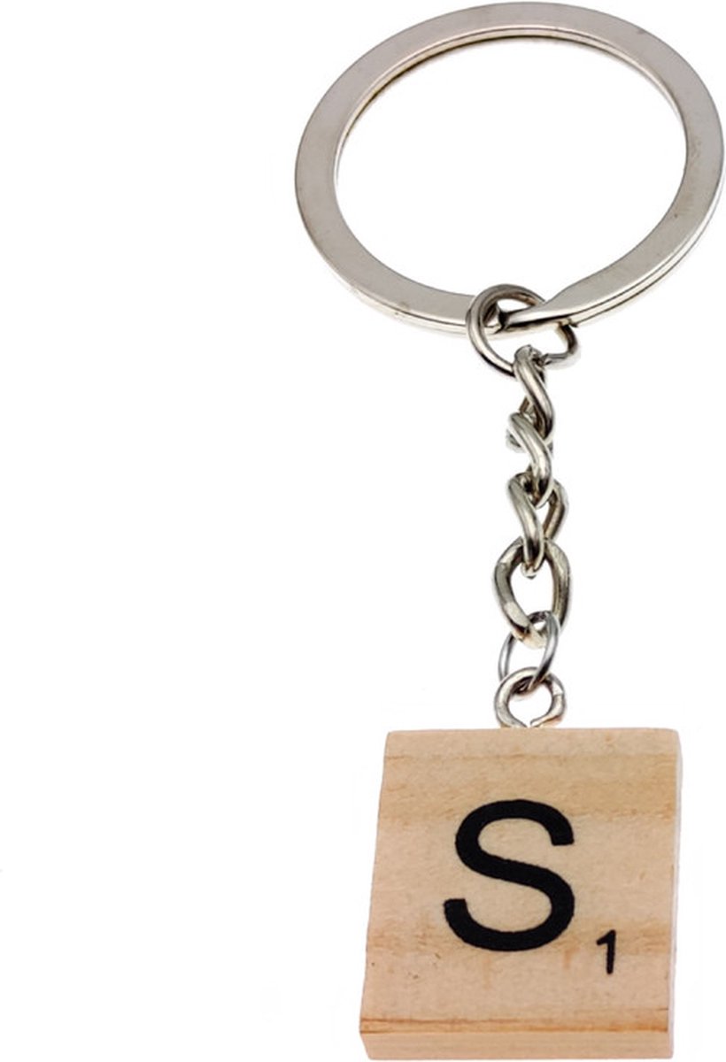 Sleutelhanger Hout Met Letter - Bordspel - S