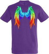 T-shirt Regenboog Vleugels | Love for all | Gay pride | Regenboog LHBTI | Paars | maat XL