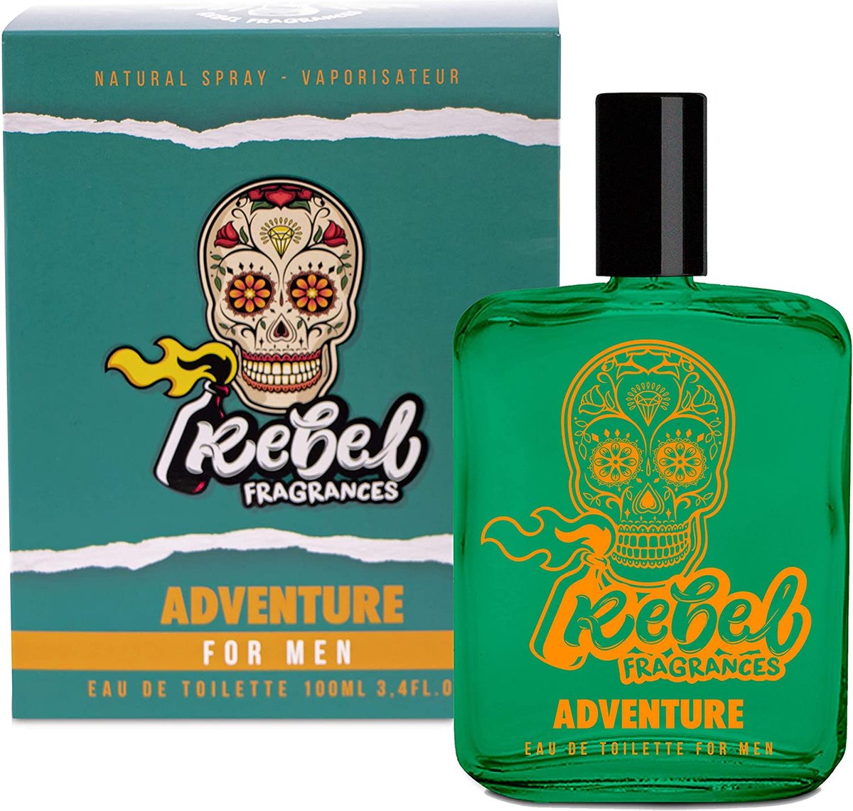 Rebel Fragrances Adventure Eau De Toilette Mannen - 100 ml - Mannen Parfum - Mannen Cadeautjes - Verleidelijk en Intrigerend Herengeur