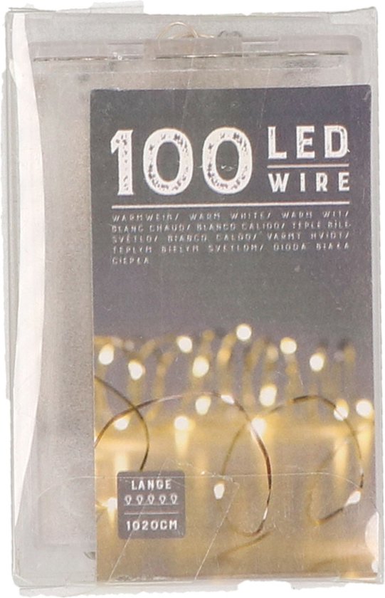 Guirlande lumineuse filaire 100 lumières blanc chaud sur pile 1000 cm - Fils lumineux / guirlandes lumineuses - Lumières de Noël