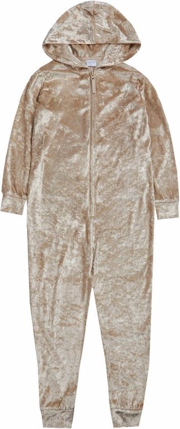 Onesie maat 122/128 - goud velours - huispak pyjama glimmend goudkleurig
