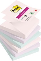 Post-it Super Sticky Z-notes Soulful, 90 feuilles, pi 76 x 76 mm, couleurs assorties, paquet de 6 blocs
