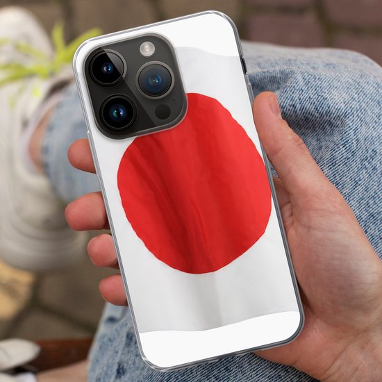 Telefoonhoesje Geschikt voor Apple Iphone 14 Pro hoesje - De vlag van Japan op een witte achtergrond - Siliconen Telefoonhoesje Telefoonhoesje