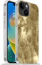 Geschikt voorApple Iphone 14 - Softcase hoesje - Goud - Glitter - Structuur - Siliconen Telefoonhoesje