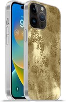 Geschikt voorApple Iphone 14 Pro - Softcase hoesje - Goud - Glitter - Structuur - Siliconen Telefoonhoesje