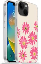 Geschikt voorApple Iphone 14 - Softcase hoesje - Bloemen - Patroon - Minimalisme - Siliconen Telefoonhoesje